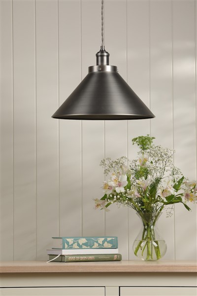 (image for) Laura Ashley Rufus Pendant Industrial Nickel
